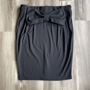 NEW Stories By Kelly‎ Osbourne 1X Black Pencil Skirt Big Bow Stretch Modest